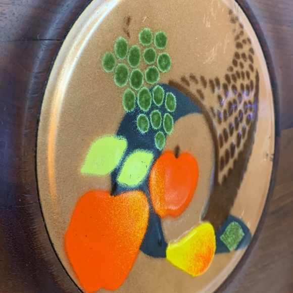 Vintage MCM Genuine walnut enamel on copper cheese tray designed by ERNEST SOHN - Picture 3 of 11